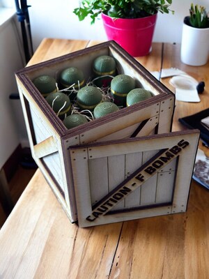 F-Bomb Wooden Crate with 'F' Bombs - Humorous Desk Decor Gag Gift - image9
